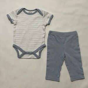 Chick‎ Pea Jumper Set 2 Piece W/ Pants Baby Size 0-3 Months White Blue Stripes